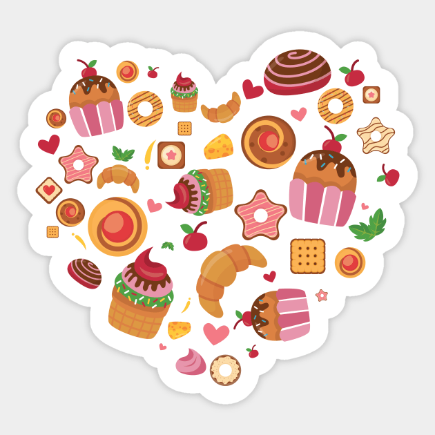 Bakery heart design / baking lover gift / baking mom  / bakery lover present Sticker by Anodyle